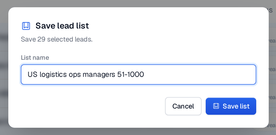 Saving the selected people as a new list
