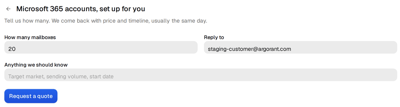 Requesting new Microsoft 365 mailboxes