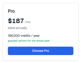 The Pro plan card in Profile &rarr; Billing with its feature list