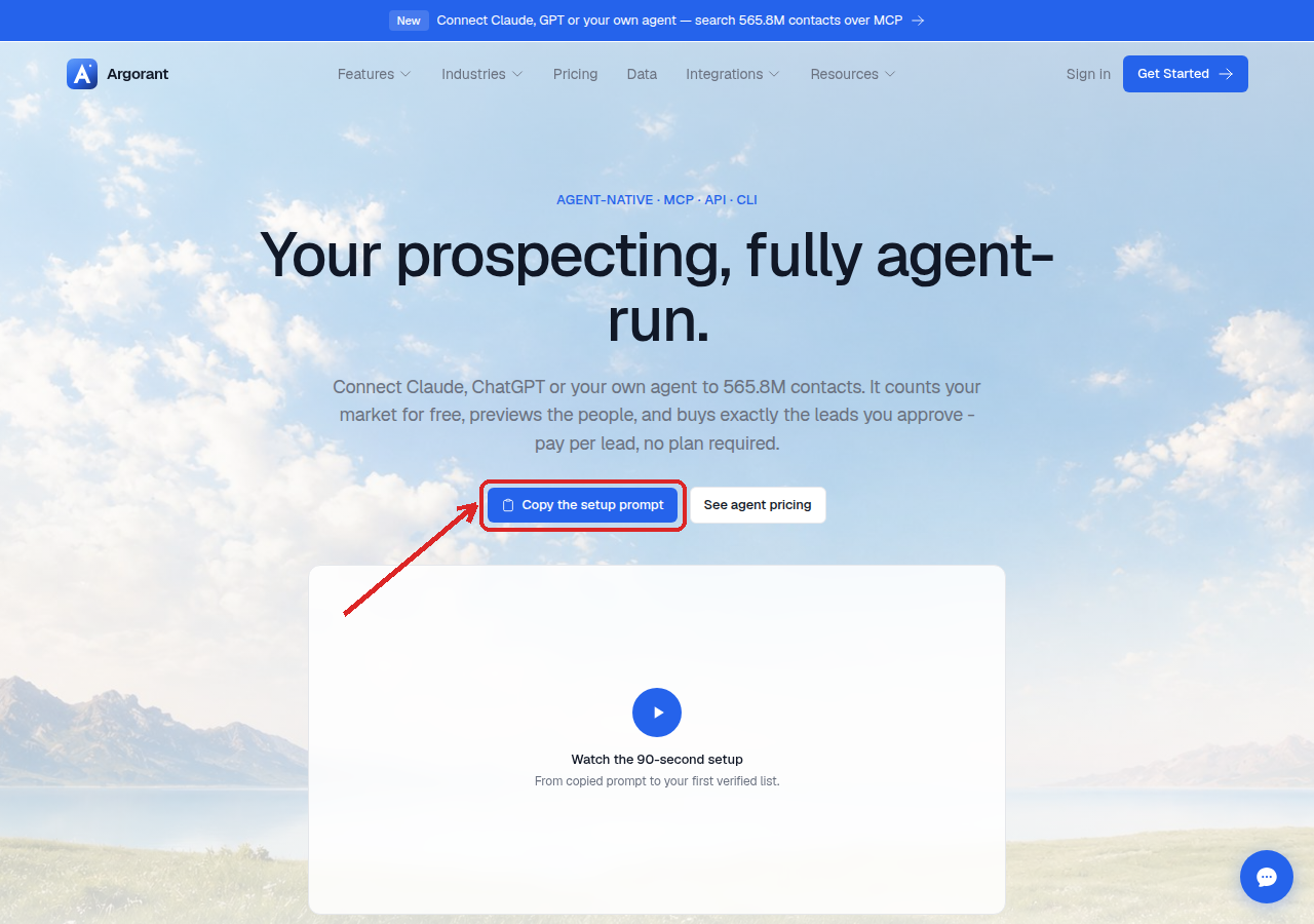 The public setup prompt with the copy button